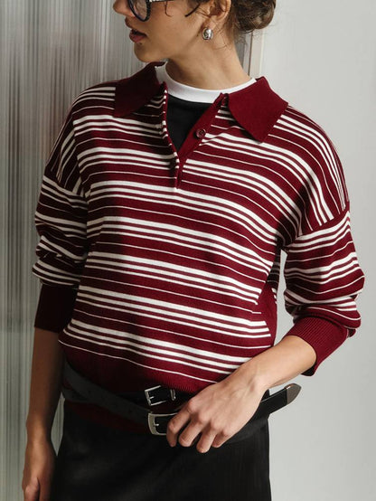 Knitted Striped Polo Shirt