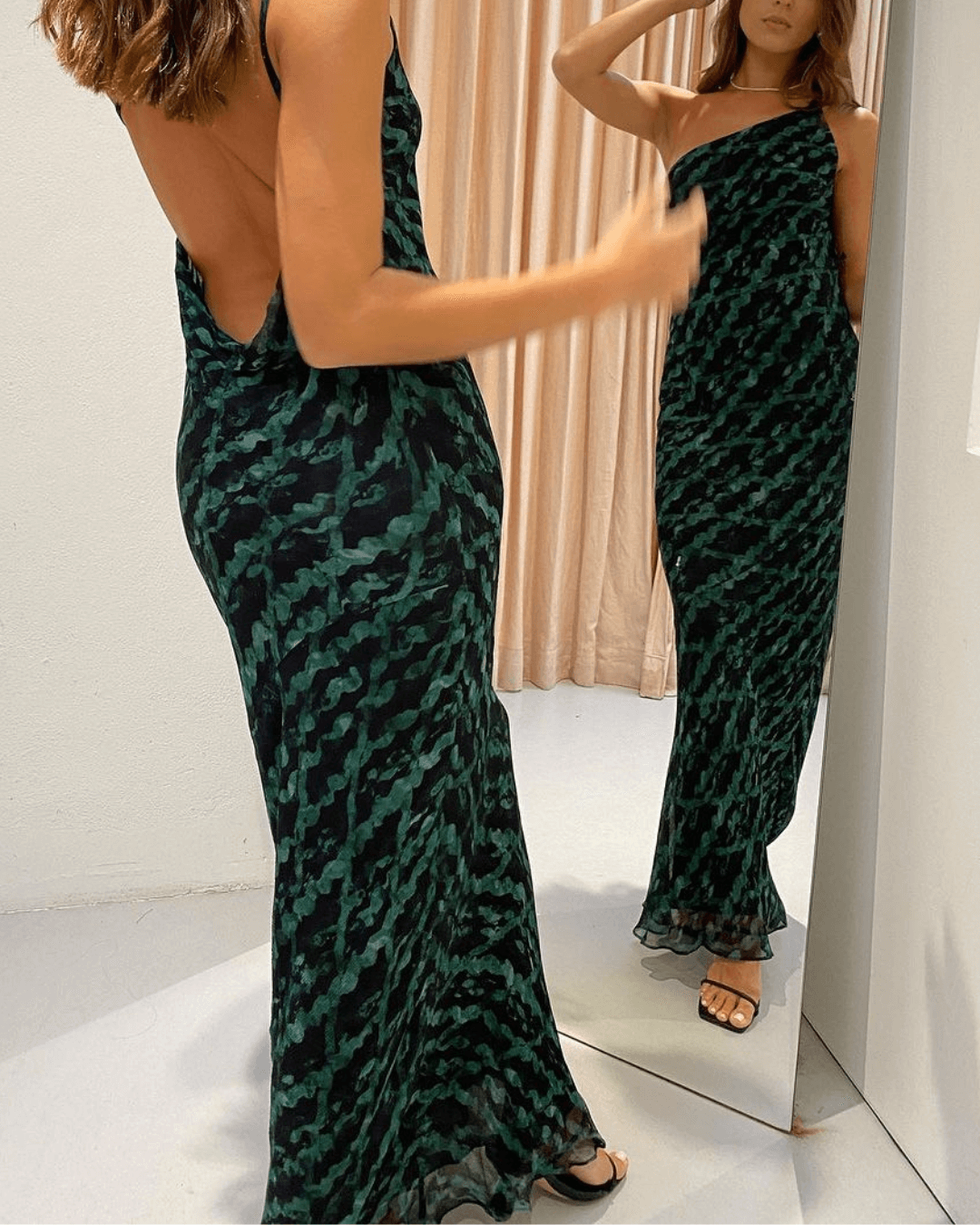 One Shoulder Cowl Back Maxi Dress