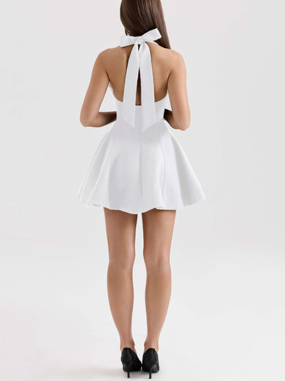 Halter Neck High Waist A- Line Mini Dress