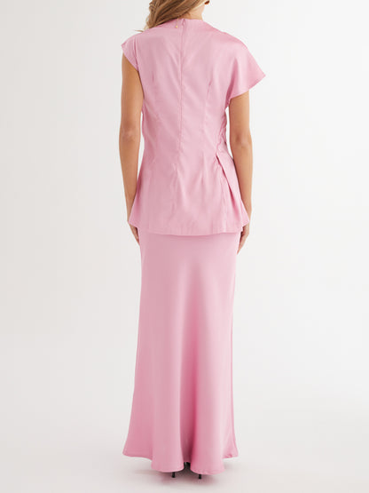 Elegant High-Neck Irregular Satin Shirt