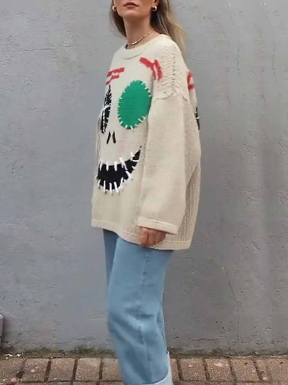 Graffiti Evil Smile Oversized Sweater