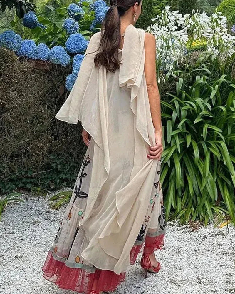 Elegant Chiffon Printed Sling Dress