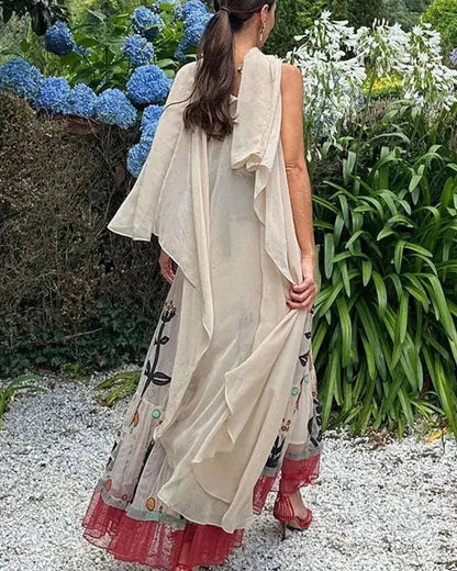 Elegant Chiffon Printed Sling Dress