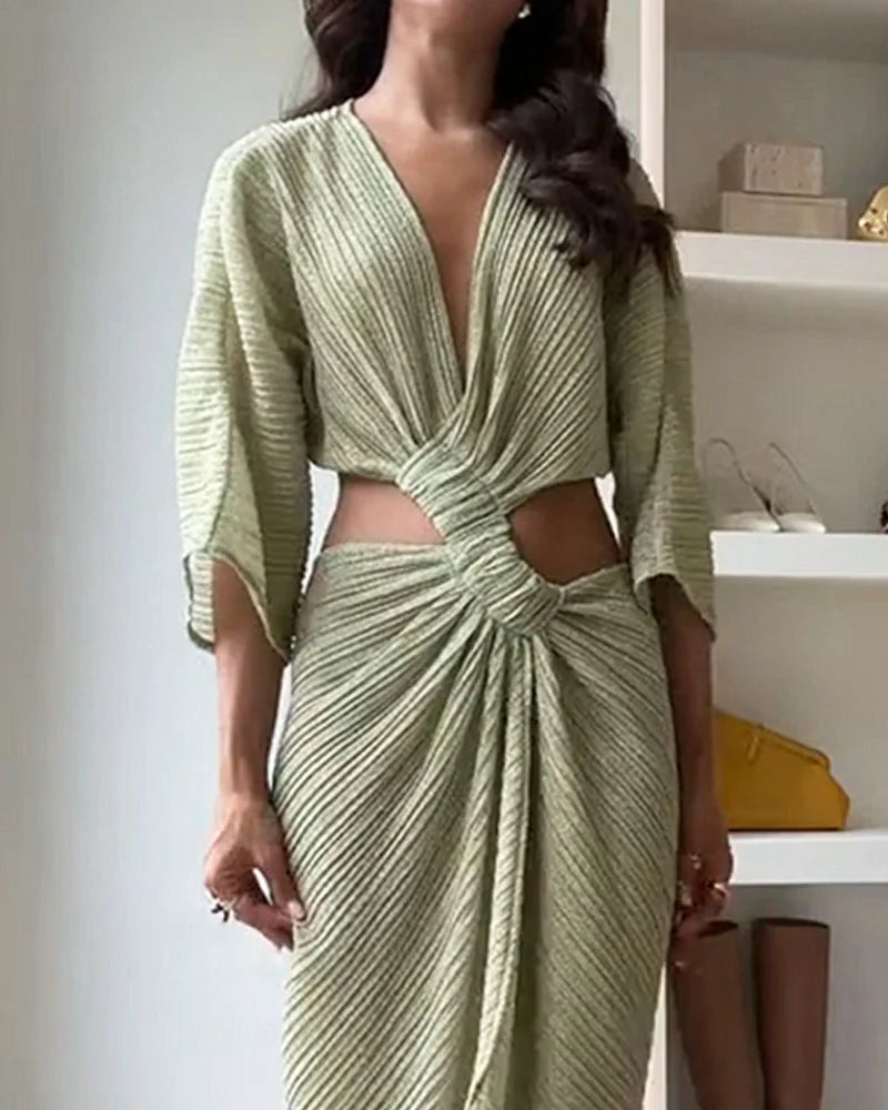 Casual V-neck Off-waist Dress