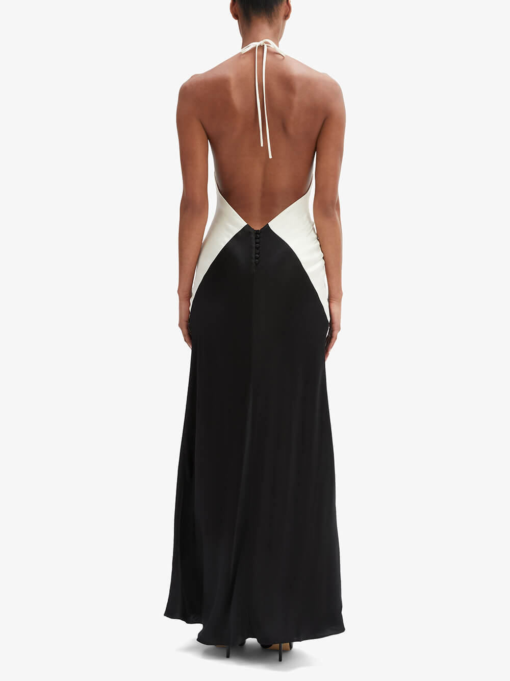 Sexy Bold Contrast V-Neck Backless Maxi Dress