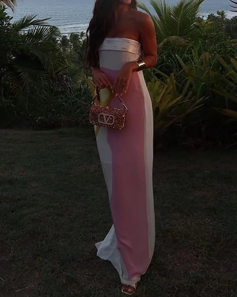 Fashion Holiday Strapless Printed Dress