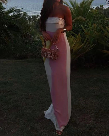 Fashion Holiday Strapless Printed Dress