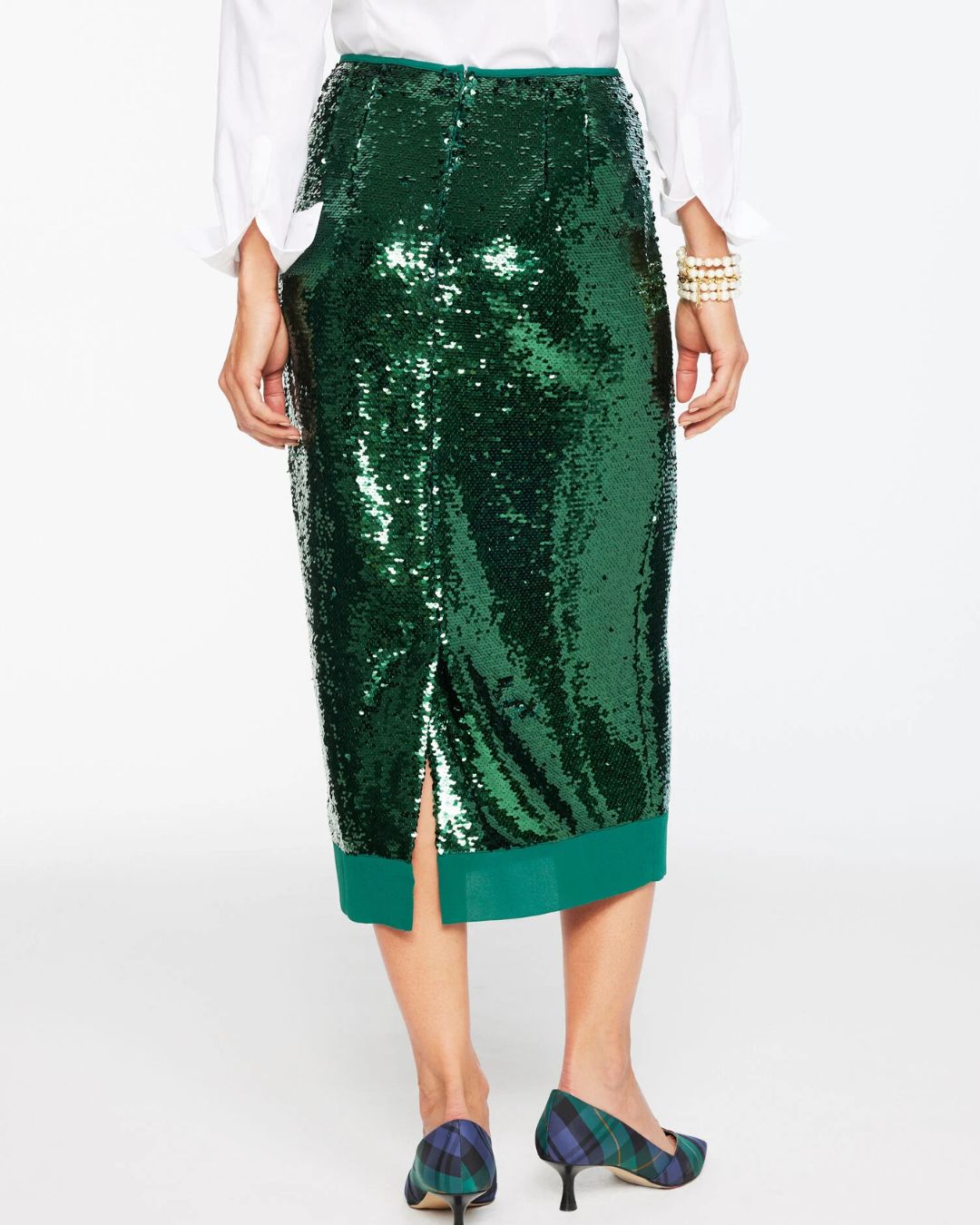Green Sequin Midi Pencil Skirt