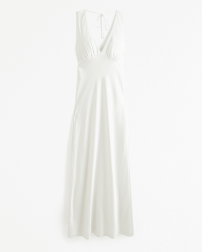 Plunge Cowl Back Maxi Dress
