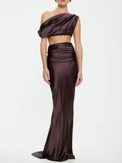 Asymmetrical Off-Shoulder Silk Top