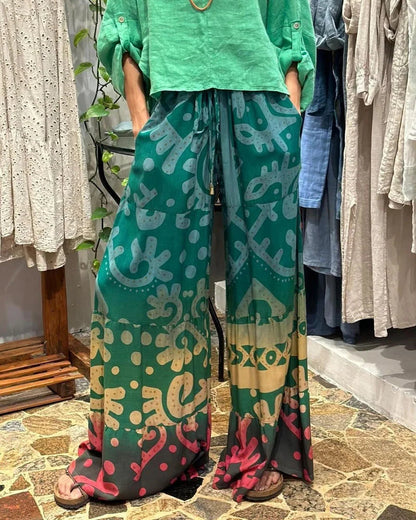 Casual Top & Printed Pants Two-Piece Set