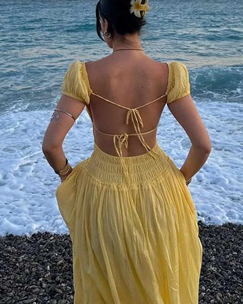 Elegant Backless Strap Holiday Dress