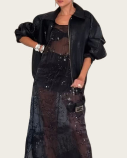 Sexy Sheer Mesh Sequin Midi Dress