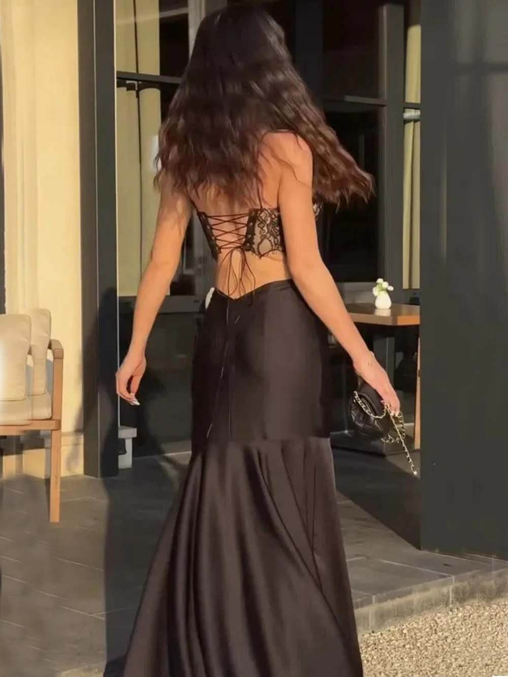 Exquisite Lace Cutout Mermaid Evening Gown Dress