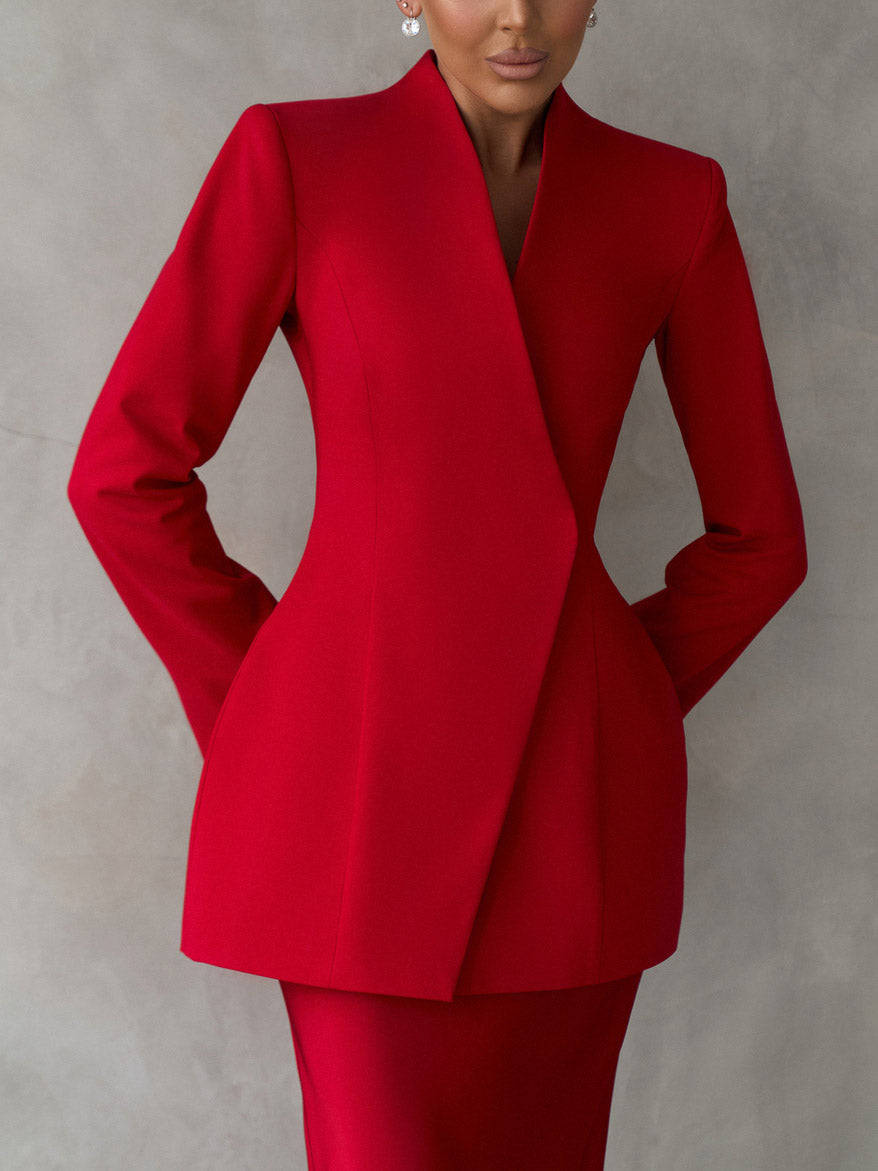 Elegant Asymmetric Tailored Blazer