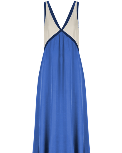 Chic V-neck contrasting color dress