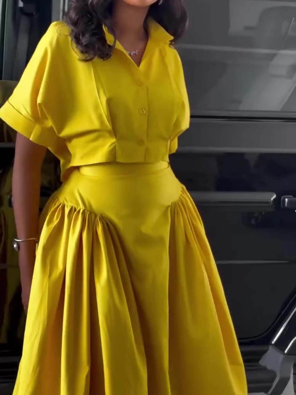 Casual High-Waist Ruched Skirt