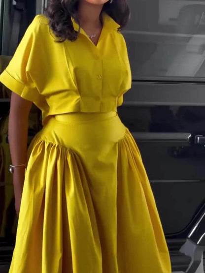 Casual High-Waist Ruched Skirt