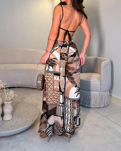 Sexy Cutout Print Jumpsuit