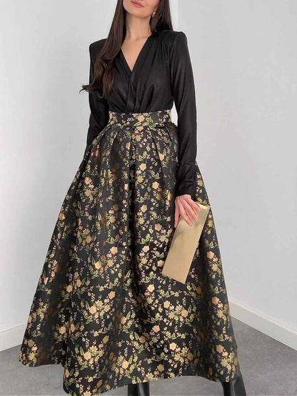 Elegant Jacquard Full Skirt Two-piece Set
