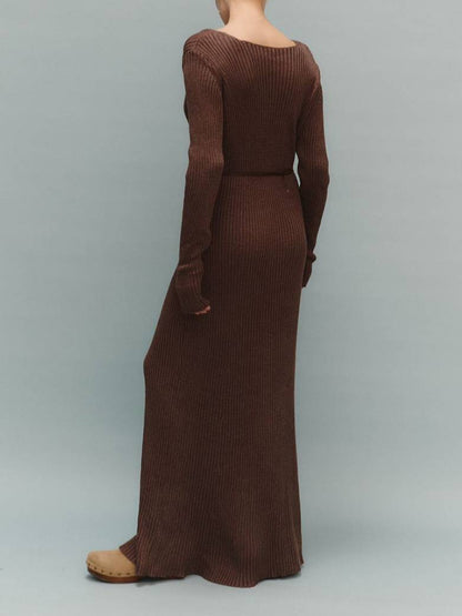 Minimalist Long Sleeve Knitted Maxi Dress