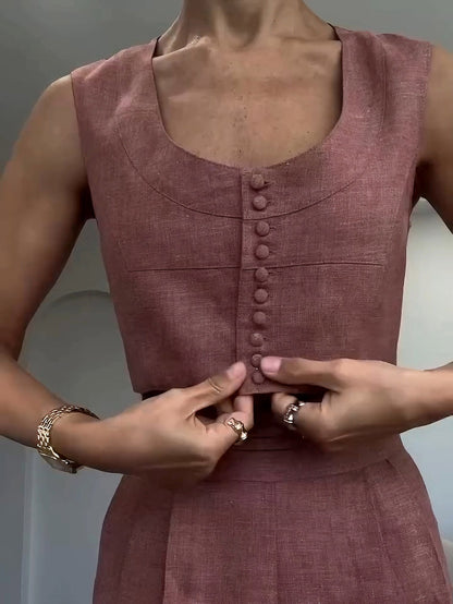 Casual Short Vest And Trousers Two-piece Set