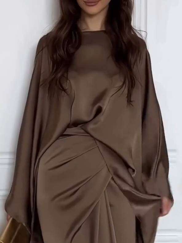 Minimalist Loose Shirt And Lace-up Skirt Suit-Skirt