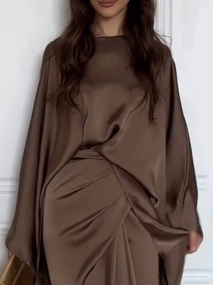 Minimalist Loose Shirt And Lace-up Skirt Suit-Skirt