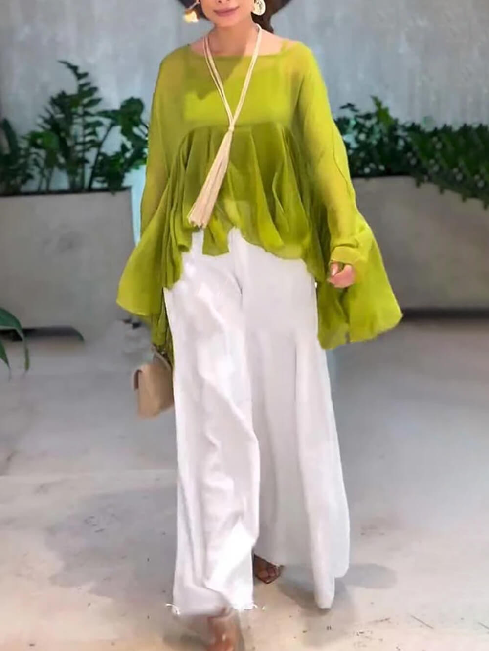 Casual Elastic Waist Pocket Loose Pants