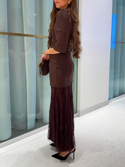 Elegant Lace Skirt Two-piece Set