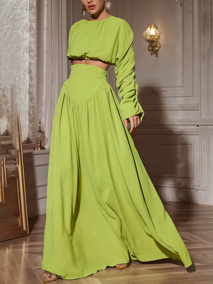 Elegant Pleated Tie High-Waisted Skirt