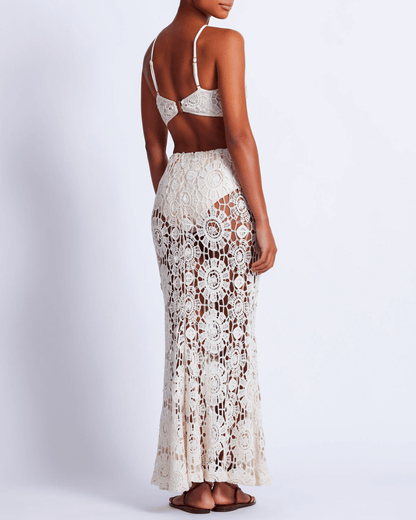 Embroidered Crochet Halterneck Dress