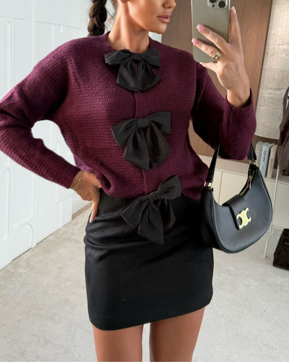 Elegant Bow Detail Knit Top