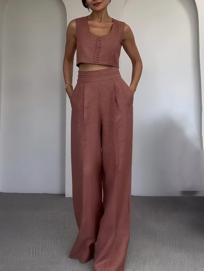 Casual Short Vest And Trousers Two-piece Set