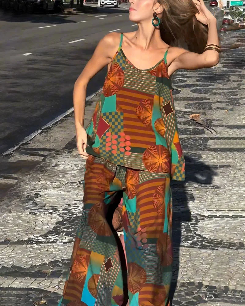 Resort style loose printed two piece set