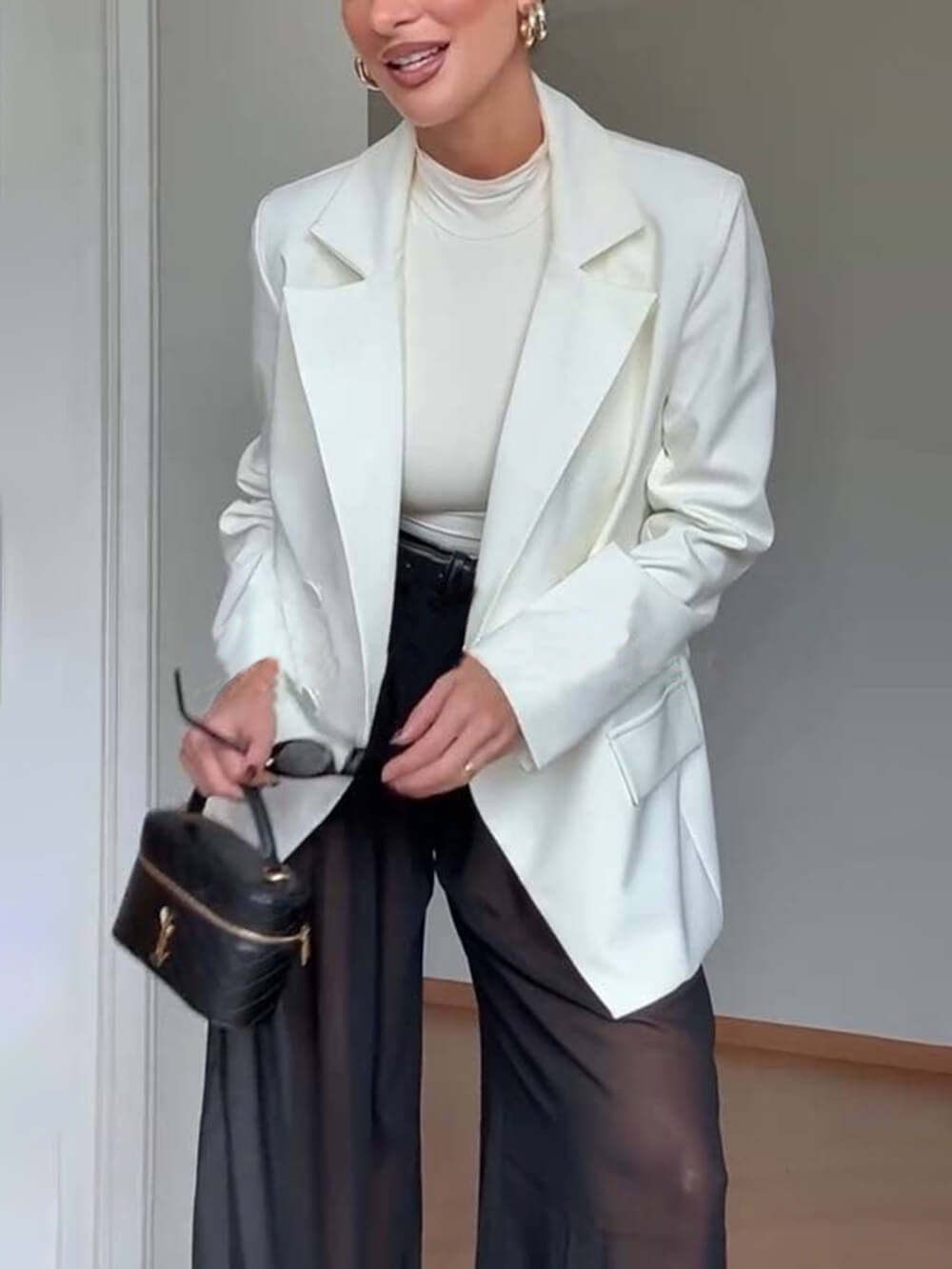 Classic Autumn Avenue Chiffon See-Through Elastic Waist Aladdin Bloomers Pants