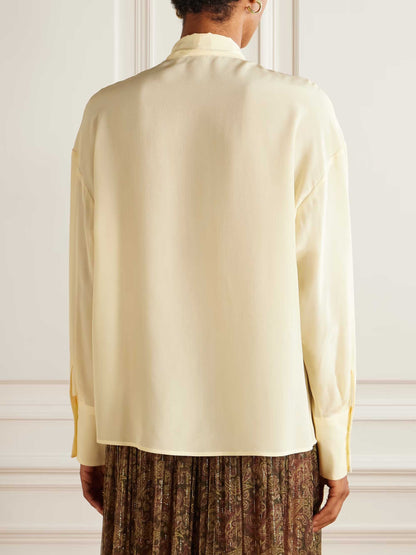 Retro Bow Neckline Floral Print Chiffon Shirt