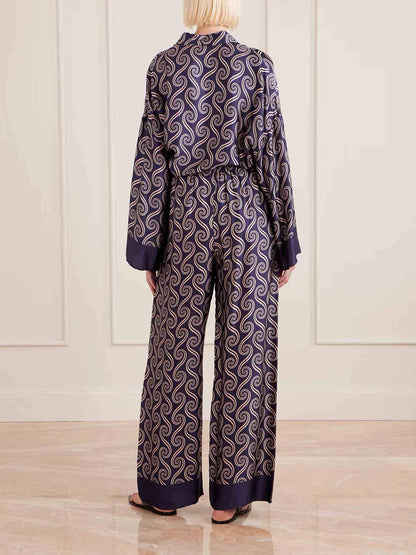 Unique Swirl Print Wide-Leg Pants