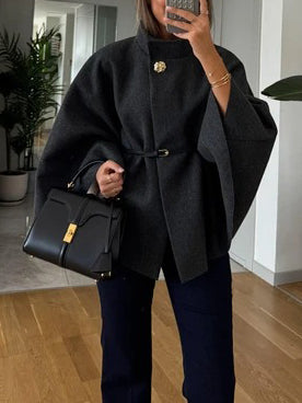 Exquisite Cape And Belted Short Coat