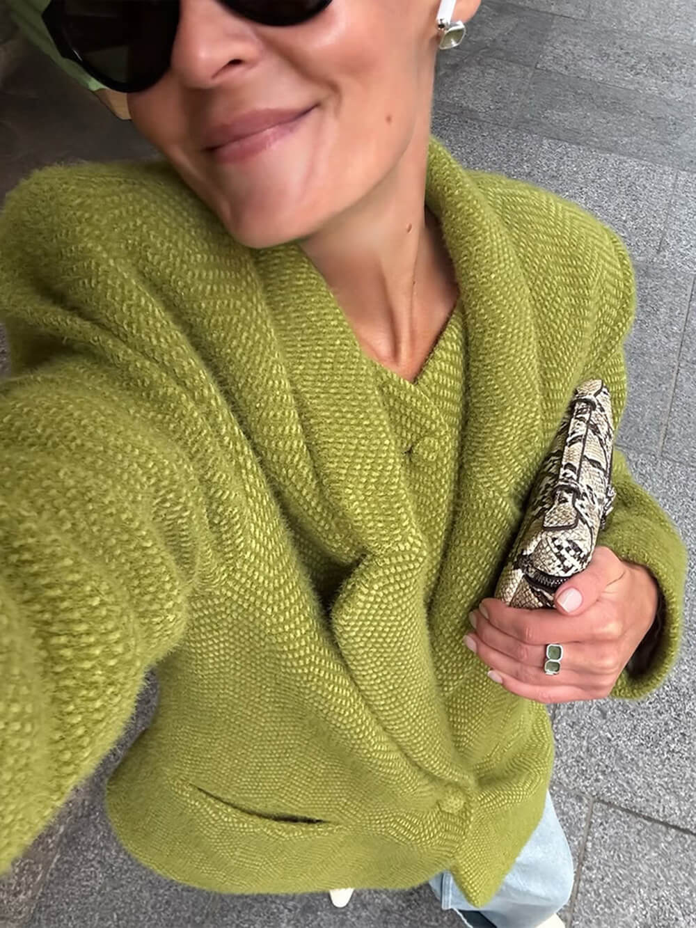 Fashion Lapel Design Collared Solid Color Loose Blazer