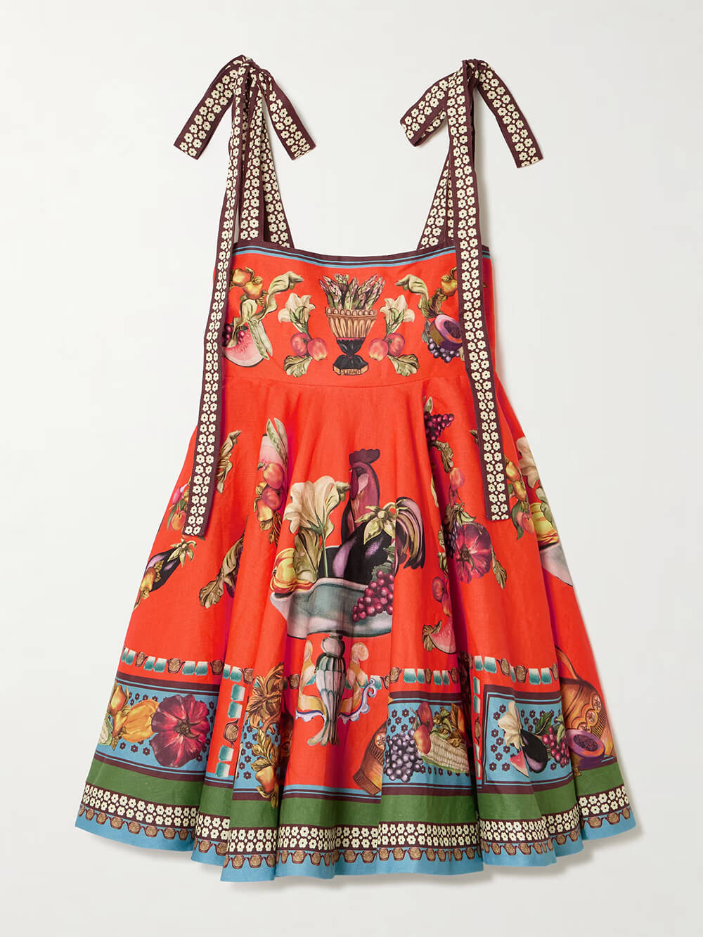 Retro Print Linen Mini Dress