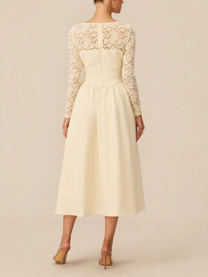 Exquisite Lace Sleeve Midi Dress