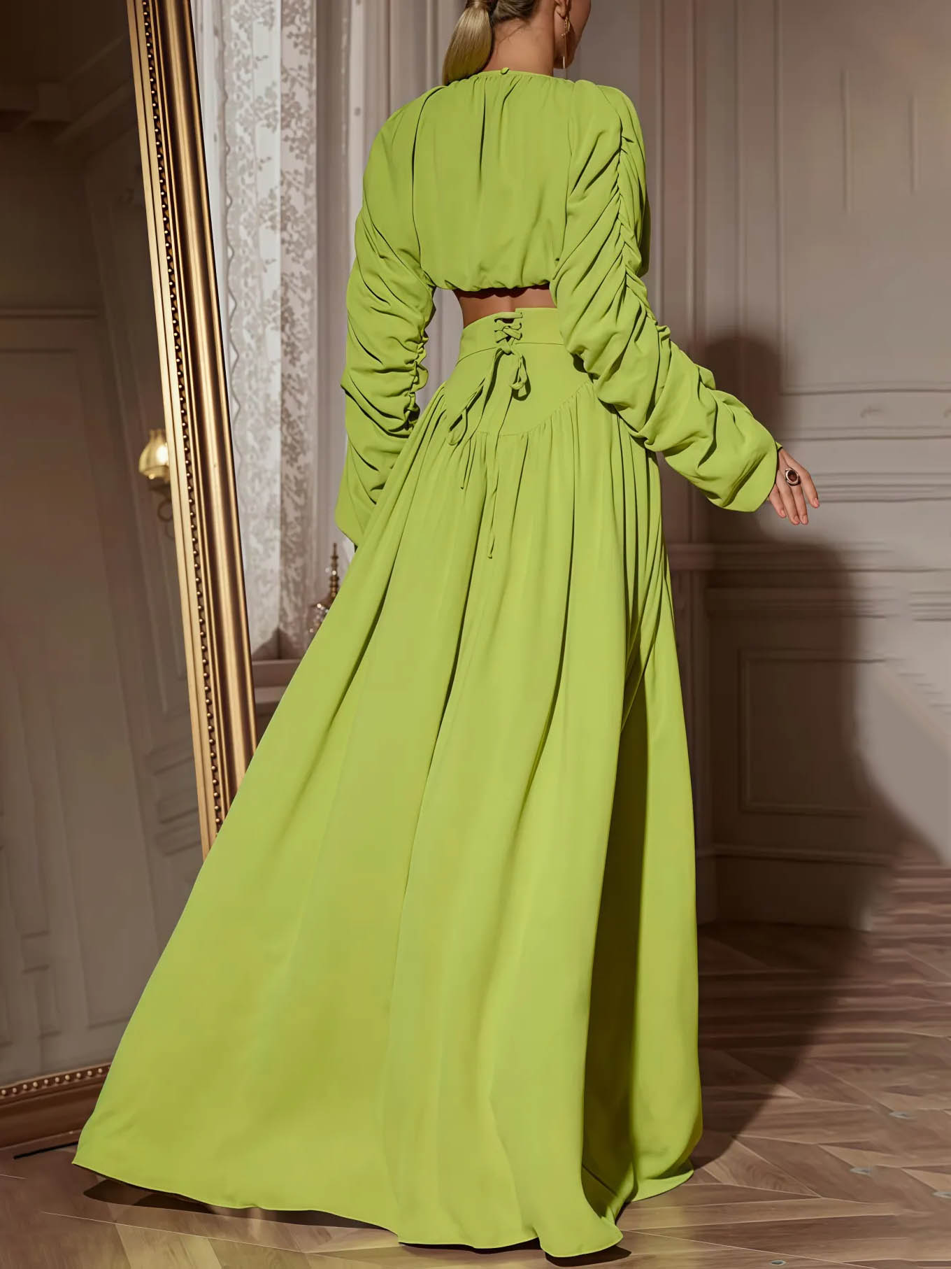 Elegant Pleated Tie High-Waisted Skirt