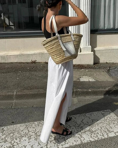 Casual Two-Piece Vest & Vented Skirt Set