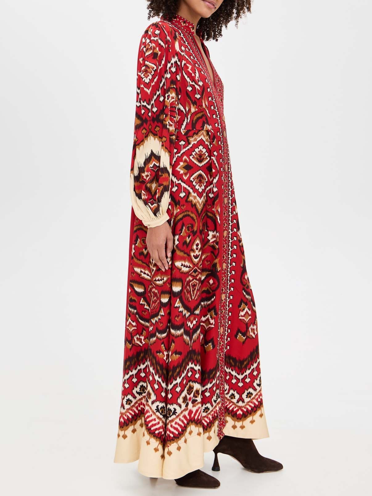 Casual Bohemian Print Shirt Maxi Dress