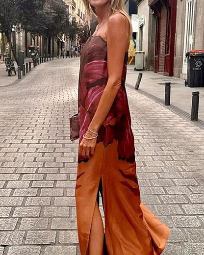 Fashion Strapless Printed Dress