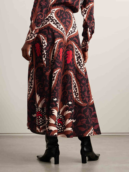 Retro Print Midi Skirt