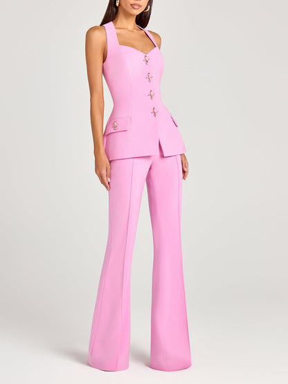 Exquisite Power High Rise Side Zipper Flare Slim Fit Pants