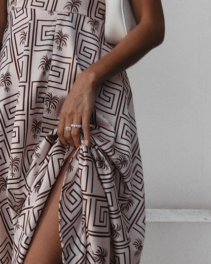 Vacation coconut print suspender dress