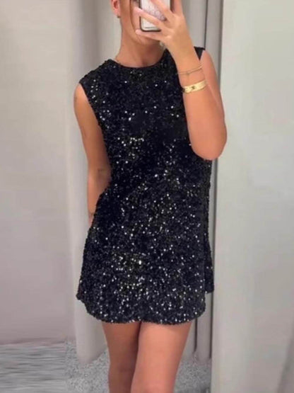 Sequined Tie-Back Bows Party Mini Dress